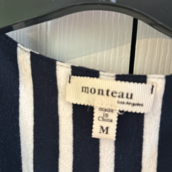 Monteau Los Angeles romper size medium color navy blue and white stripes two poc - Picture 4 of 5